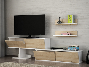 Turkiye Best Seller's Exclusive Luxury Maximus <b>TV</b> Unit Modern <b>White</b>-Sapphire Wooden Chipboard for Living Room or Home Office - Product Image 2