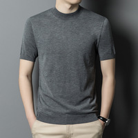 Chemise à manches courtes en mélange de laine pour homme, tissu anti-boulochage, style business décontracté, étiquette personnalisable, prête à être expédiée, vente en gros par petites quantités