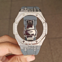 Boîtier et bracelet de remplacement Xinying Premium en acier inoxydable 316L multicolore 44 mm avec incrustation de pierres étoilées pour G-Shock GA2100 Moissanite