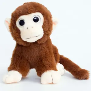 栩栩如生的柔软棕色猴子毛绒动物玩具可爱柔软的大眼睛猴子长尾毛绒玩具