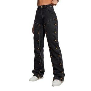 กางเกงยีนส์แฟชั่นผู้หญิงทรงตรงเอวกลางแบบถอดกระดุมได้ รุ่นใหม่ประจำฤดูร้อน - Product Image 3