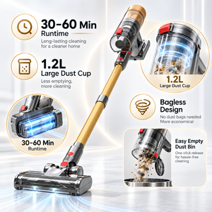 Aspirateur balai sans fil OEM ODM 550W sans balais, 37KPa, 1.2L, filtre HEPA, pour tapis, parquet et carrelage - Product Image 3