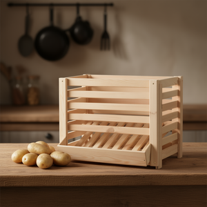 Caja para Patatas de Madera de Pino Maciza, Apilable, Contenedor de Almacenamiento de Alimentos para Cocina - Product Image 2