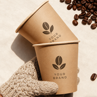 Gobelets à café en papier kraft biodégradable, écologiques, à paroi simple, avec logo personnalisé, certifiés Allwin Packfactory