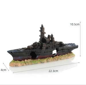 Ornement de résine PKY en forme de navire en ruine, décoration d'aquarium, bateau coulé creux, sous-marin, avion, grotte cachette pour poissons, aquarium - Product Image 4
