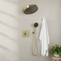 Système de douche pluie or brossé 3 fonctions, ensemble de pommeaux de douche en laiton