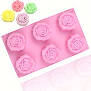 Moule à gâteau en silicone en forme de rose à 6 trous, éco-responsable, échantillon gratuit, pour la fabrication de savons et de bougies, OEM/ODM - Product Image 1