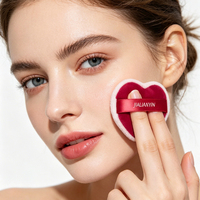 Houppette à poudre en velours double couche bicolore en forme de cœur JLY, lavable pour poudre libre, couleur Pantone personnalisée