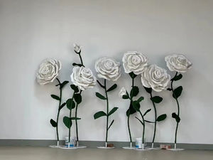 Juego de flores de rosas blancas de papel gigante de alta calidad, arreglo de flores artificiales para boda, accesorios florales de rosas románticas grandes - Product Image 6