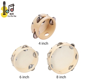 2024 nouveau 6 pouces en peau de mouton personnalisé instruments de musique peau de mouton tambourin portable <span class=keywords><strong>percussion</strong></span> métal cloches pour mariage à l'église - Product Image 2
