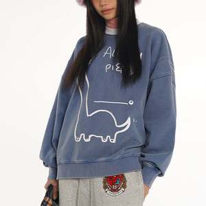 Personalizado Vintage Oversized Crewneck Sudadera Mujer Heavyweight Drop Shoulder Sudadera - Product Image 2
