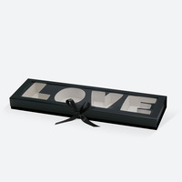 Blumenverpackungsbox mit Fenster Transparente Sichtbare Englische Schrift Premium Geschenkbox LOVE Dessertbox Recyceltes Papier Buchstabenförmig