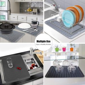 BPA Free Easy Clean Silicone Drain <b>Drying</b> Dish Pad Wholesale Dish <b>Drying</b> <b>Mats</b> Durable Dish Drain <b>Mats</b> for <b>Kitchen</b> Counter - Product Image 3