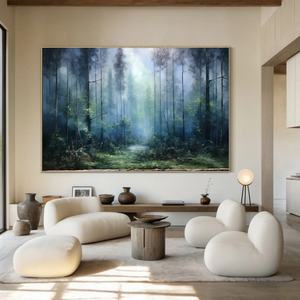 Arte Mural Contemporáneo, Pintura Texturizada, Lienzo de Bosque Encantado, Paisaje Místico, Arte en Lienzo para Hogar y Galería - Product Image 2