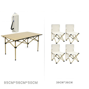 Furnitur Luar Ruangan Murah, Set Meja dan Kursi Berkemah Lipat Tugas Berat Aluminium Gulung Portabel - Product Image 2