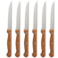 Ensemble de 6 couteaux à steak en plastique PP avec manche recouvert, lames dentelées, vente en gros, logo personnalisé, prix le plus avantageux