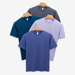 T-shirt pour homme en modal Sorona 220GSM, col rond, manches courtes, couleur unie, coupe classique - Product Image 2
