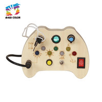 Manette de jeu en bois, tableau d'activités avec boutons lumineux LED, jouet sensoriel Montessori pour tout-petits, apprentissage précoce W12D850