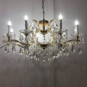 Klassieke Gouden Flat Maria Theresa Kristallen Kroonluchter Luxe Voor Lage Plafond Semi-<span class=keywords><strong>Flush</strong></span> <span class=keywords><strong>Mount</strong></span> Hanglamp - Product Image 1