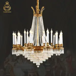 Xingzhong French Rococo Brass Palace Decoration Gold Pendant Lamps Luxury Candle Light Wedding Chandelier Crystal Lights