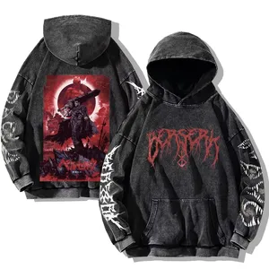 Mens <strong>Berserk</strong> Hoodies Heart Pattern 3D Printed Vintage Washed <strong>Hoodie</strong> Hip Hop Streetwear Cotton Sweatshirts Harajuku Casual Hooded - Product Image 2
