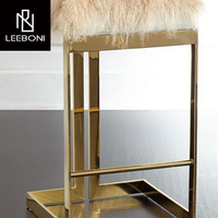 Tabouret de bar haut en acier inoxydable de style moderne vintage personnalisé, design tendance, chaise de bar en velours