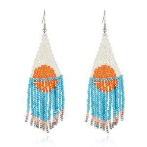 <strong>Hawaiian</strong> Multi Color <strong>Seed</strong> Bead Tassel Dangle Earrings <strong>Jewelry</strong> For Women Girls - Product Image 1