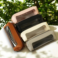 Pochette à crayons en PVC transparent avec fenêtre, en cuir PU, fermeture éclair, design élégant, trousse à maquillage pour étudiants
