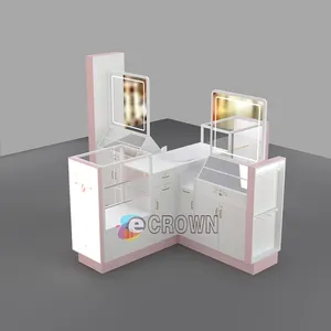 Salon Eyebrow Threading Kiosk Classical Wooden Brow Counter Eyebrow Threading Bar Design OEM