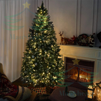 Sapin de Noël artificiel LED 7 pieds, pré-éclairé, pour extérieur et intérieur, vente en gros, fournisseur OEM, sur mesure