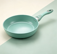 Ensemble d'ustensiles de cuisine en aluminium personnalisable avec revêtement antiadhésif en céramique et poignée en bakélite, comprenant une poêle et une marmite pour la cuisine domestique