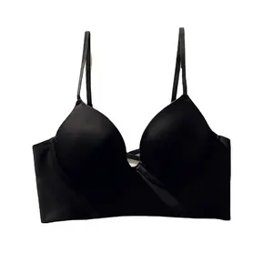 Vendas diretas dos fabricantes de sutiã push-up de roupa íntima feminina preto liso sexy liso