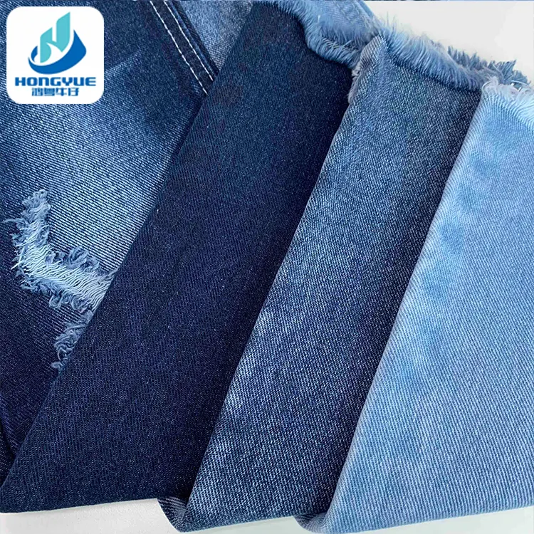 Tissu Denim élastique de haute qualité, 13.1oz, bleu foncé, lourde, finition plate, Stock