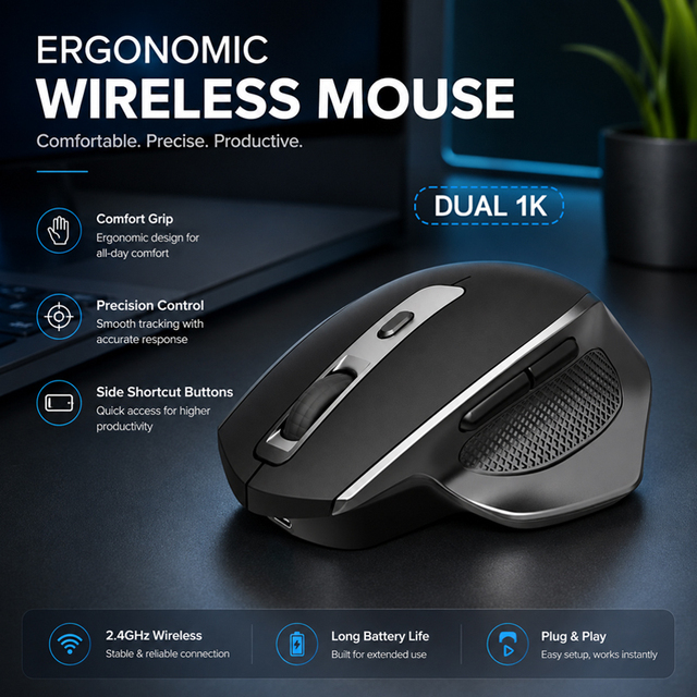 OEM Custom Rechargeable 2.4Ghz + Dual-Mode BT Wireless Mouse for Computer PC Office