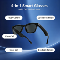 Lunettes Audio Intelligentes avec Contrôle Tactile 5.4, Traduction IA et Lecteur de Musique - Appels Mains Libres pour la Conduite et les Sports de Plein Air