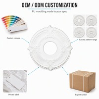 Rose de plafond en polyuréthane, médaillon de plafond en PU, panneau central de plafond rond sculpté de 33,5 cm, imitation plâtre pour lustre