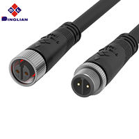 Connecteurs de fils en caoutchouc carrés M12 2 broches 250V 2x1.0 LED Thermoplastique PA IP67 Étanche Noir 10A Certifié ISO9001