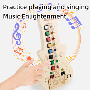 Guitarra de Madera con Luces LED, Tablero de Actividades Sensoriales, Juguetes Educativos Montessori para Niños Pequeños, Bebés, Niños y Niñas - Product Image 2