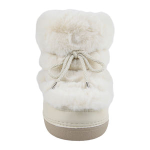 Sepatu bot pendek wanita, sepatu bot salju musim dingin bulu kelinci rubah palsu hak rendah hangat untuk wanita - Product Image 3