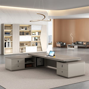Sıcak satış lüks Modern L şekli direktörü Ceo patron ahşap iş istasyonu masası ofis mobilyaları masa takım yemlik yönetici ofis masası - Product Image 2