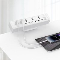 Multiprise de bureau universelle 65W GaN PD USB en aluminium avec protection contre les surtensions, 3 prises 3A, fixation par pince pour la maison et le bureau