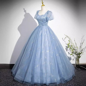 Elegant Ball Gown Gray Blue Chiffon Sweetheart Neckline Natural Waist Prom Dress Formal Evening Wear - Product Image 4