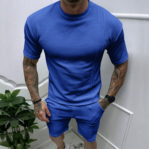 ชุดกีฬาฤดูร้อนสำหรับผู้ชาย Tmall เสื้อยืดแขนสั้นและกางเกงขาสั้น สีขาว ผ้าฝ้ายถัก 100% เป็นมิตรกับสิ่งแวดล้อม ชุดลำลอง - Product Image 2