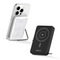 Batterie externe magnétique sans fil 10000 mAh avec charge rapide PD20W, chargeur de téléphone en aluminium avec béquille métallique intégrée W37-10000