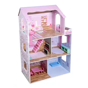 最新儿童木制娃娃房子，流行的孩子 diy 迷你木制玩具娃娃房子 HC304946