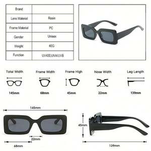 Gafas de Sol Cuadradas de Moda, Color Caramelo, Pequeñas y Rectangulares para Mujer - Product Image 5