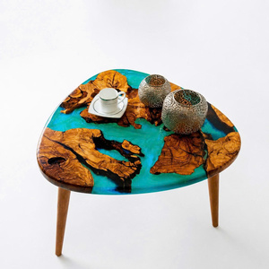 Mesa de centro personalizada de madera de olivo y resina epoxi, estilo rústico moderno, para sala de estar, precio de fábrica. - Product Image 1