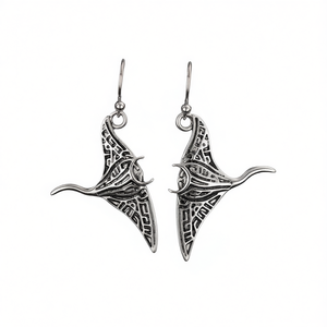 E3946 Orecchini Pendenti Vintage a Forma di Ali in Argento Anticato, Gioielli Raffinati da Donna per Uso Quotidiano - Product Image 1