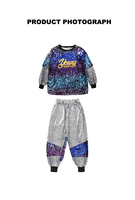Costume de danse Hip Hop pour enfants, chemise à paillettes dégradées brillantes pour garçons et filles, pantalon à motif d'écailles scintillantes, tenues de compétition pour enfants