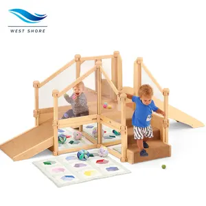 New Daycare and Classroom Toddler Explore Play Loft Kids Indoor Activity Wooden Loft Play House